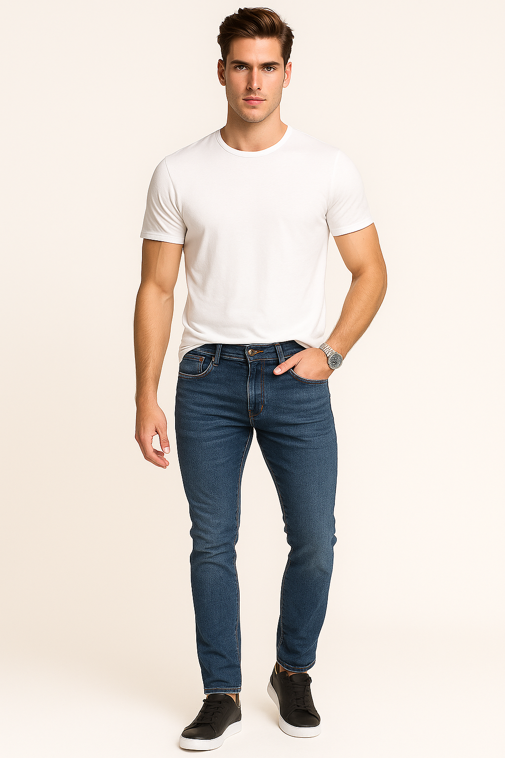 Jeans Para Hombre Mezclilla Slim Fit JSLIM Stone