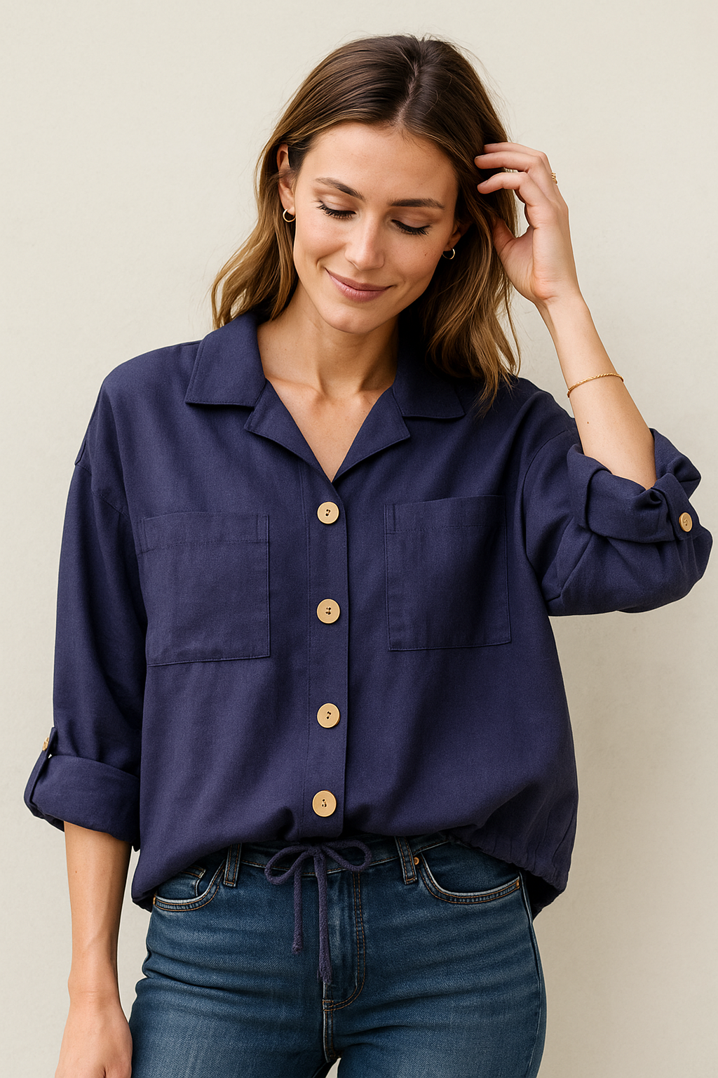 Chamarras Para Mujer Ligera Tipo Lino Q51100 Marino