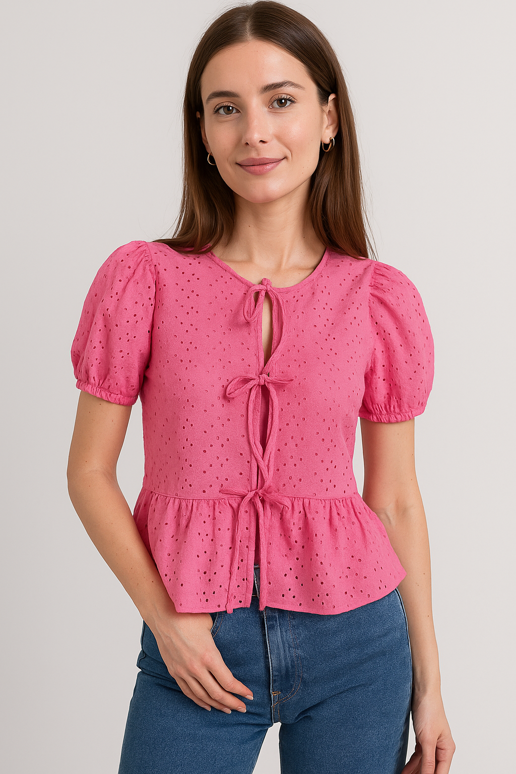 Blusas Para Mujer Bordada Con Escote N51155 Rosa