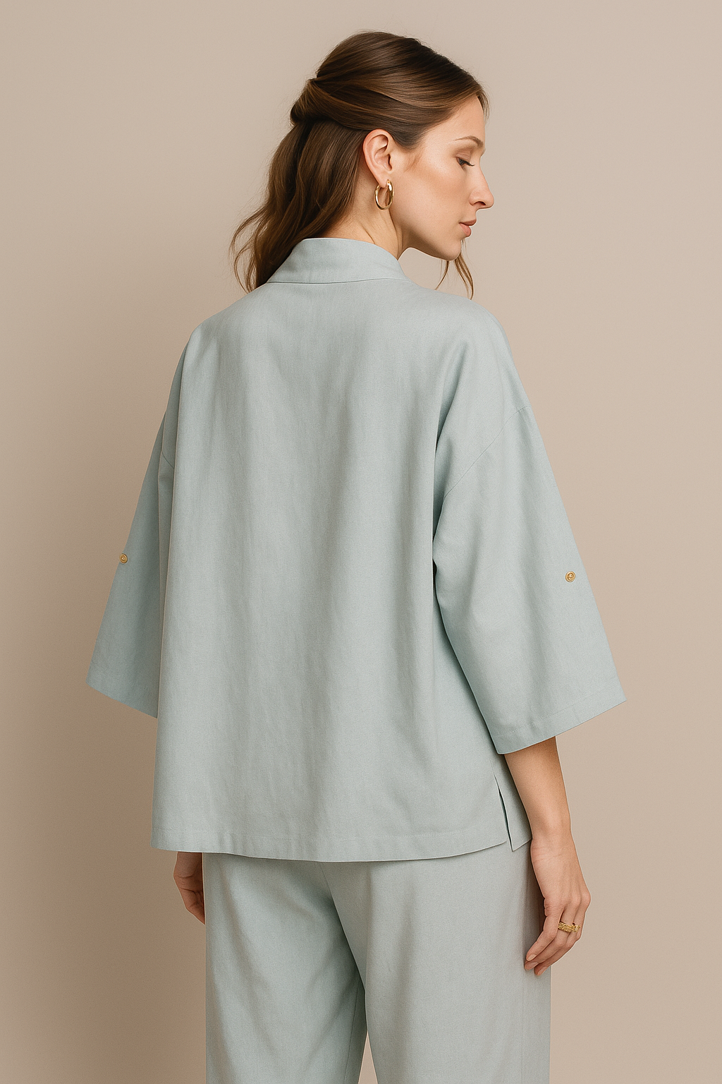 Kimonos Para Mujer Lino Estilo Japones T51101 Aqua