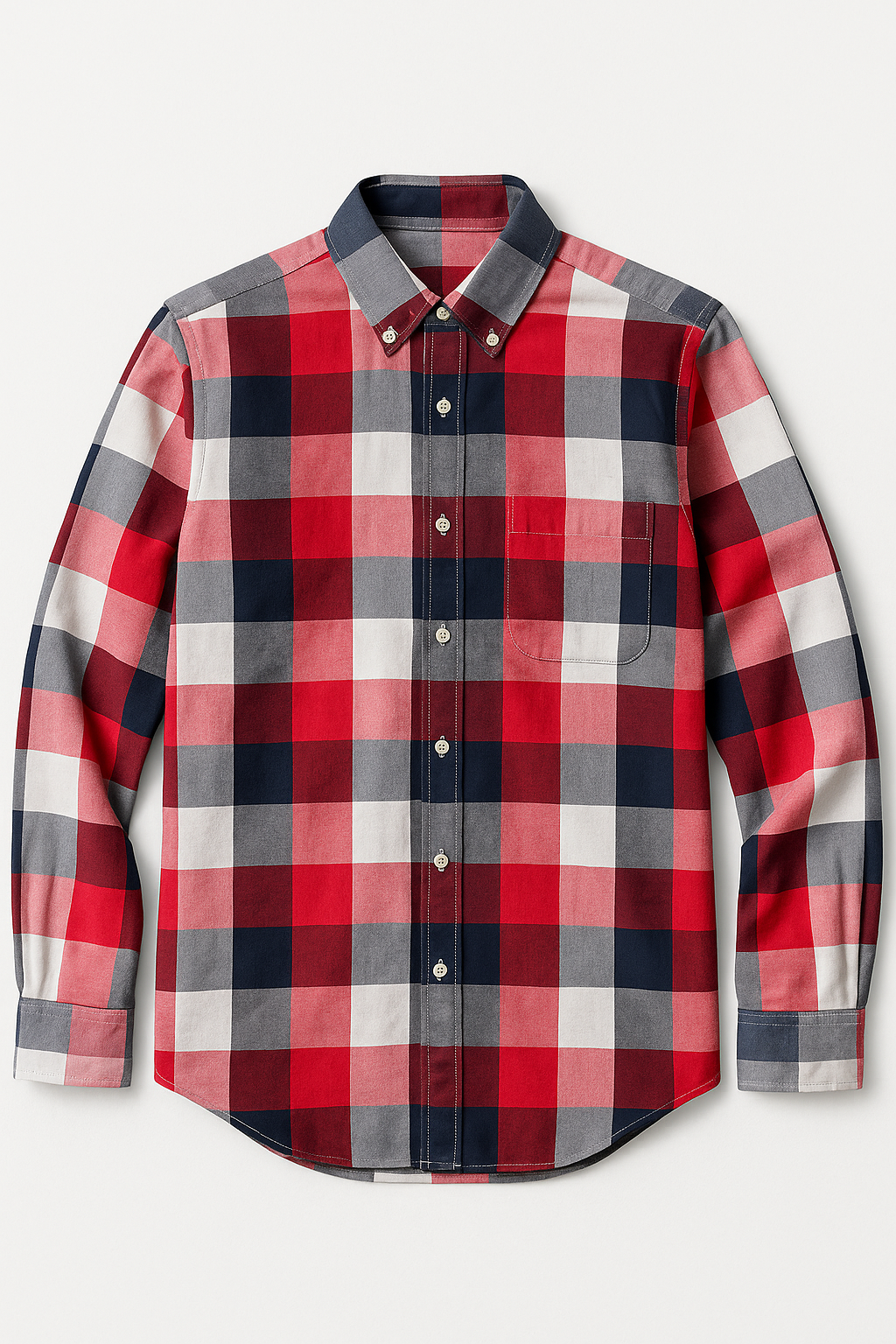 Camisas Para Hombre Manga Larga Cuadros Soft B55107 Marino