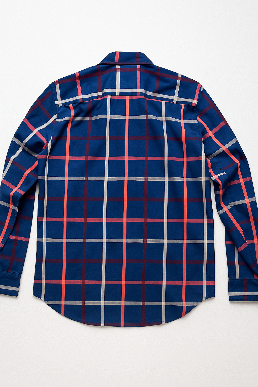 Camisas Para Hombre Satinada De Cuadros B55312 Azul