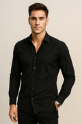 Camisas Para Hombre Regular Fit Sin Arrugas Non Iron BPOP4W Negro