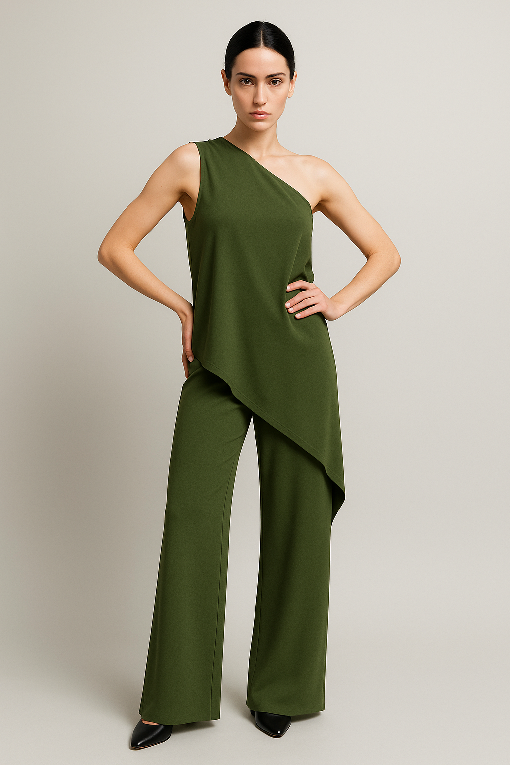 Blusones para Mujer Hombro Desigual N53127 Verde