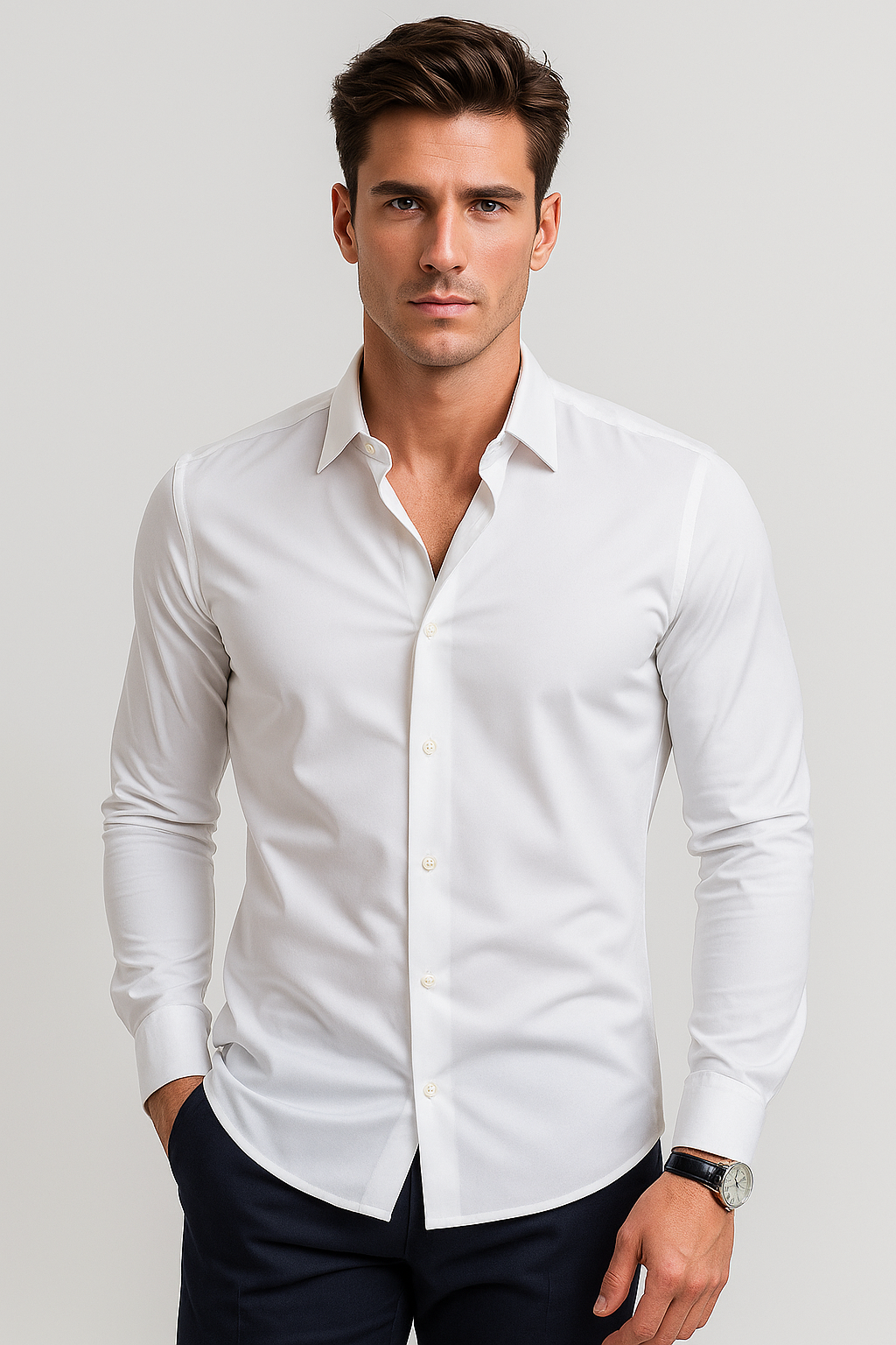 Camisas Para Hombre Regular Fit Sin Arrugas Non Iron BPOP4W Blanco