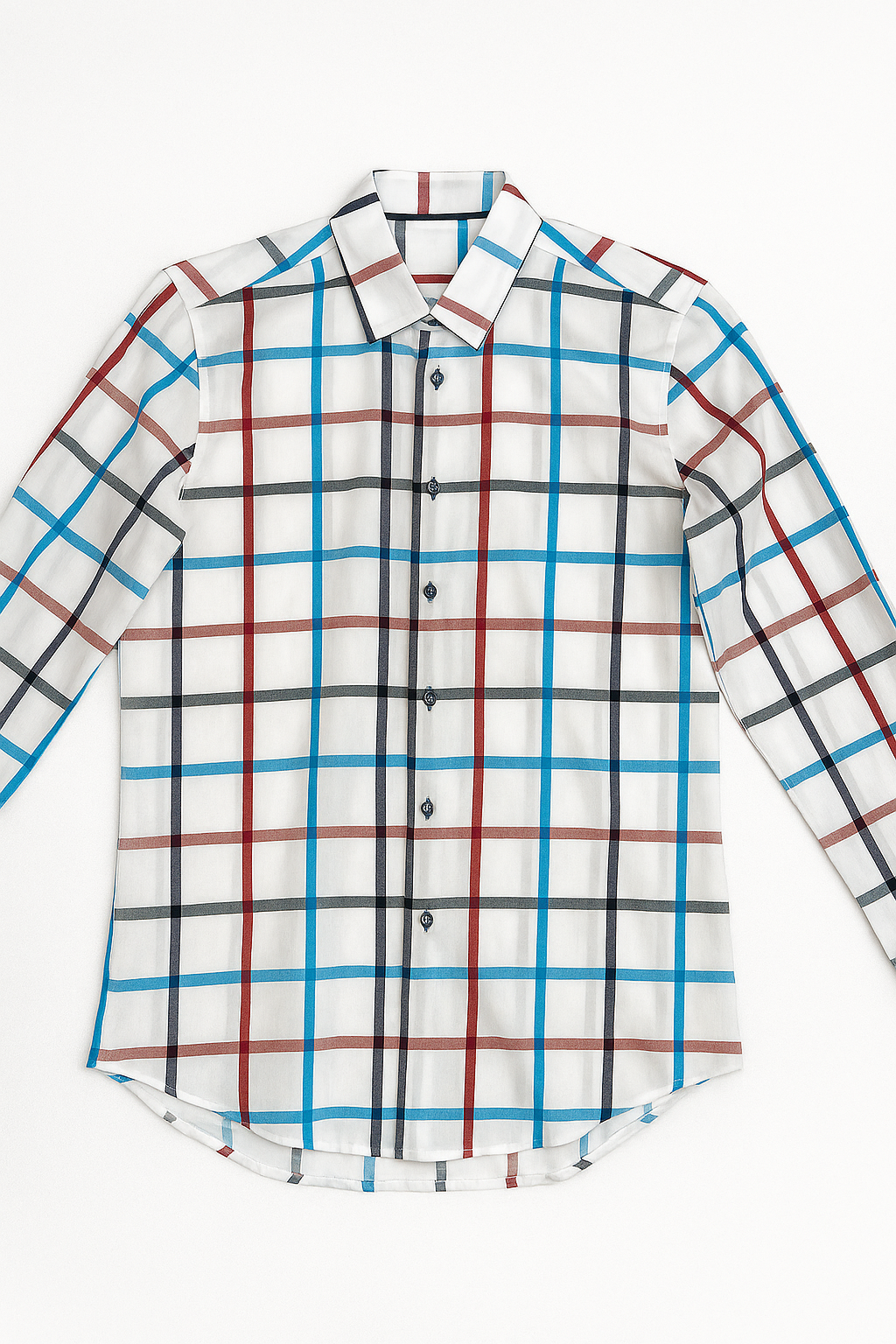Camisas Para Hombre Satinada De Cuadros B55312 Blanco