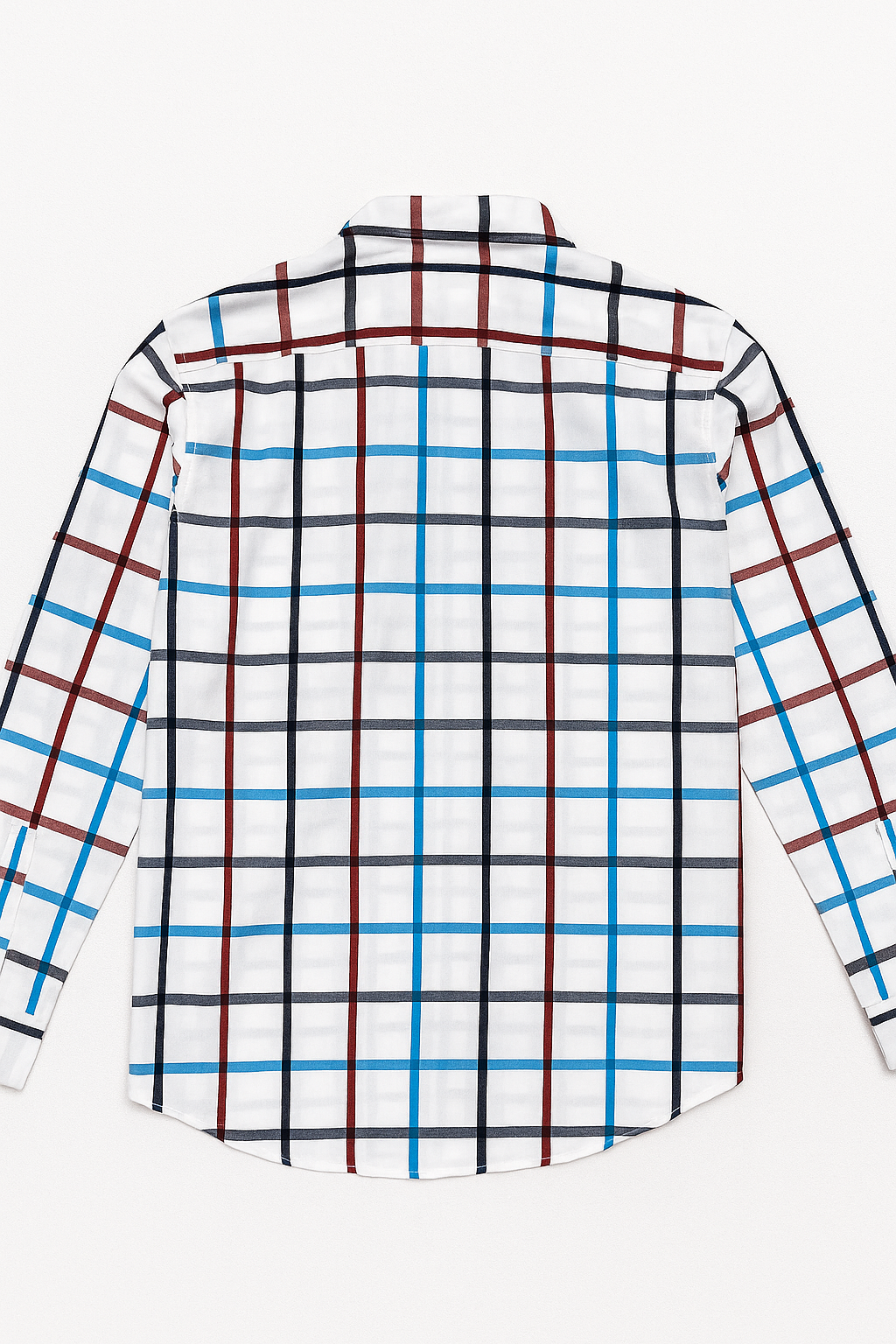 Camisas Para Hombre Satinada De Cuadros B55312 Blanco