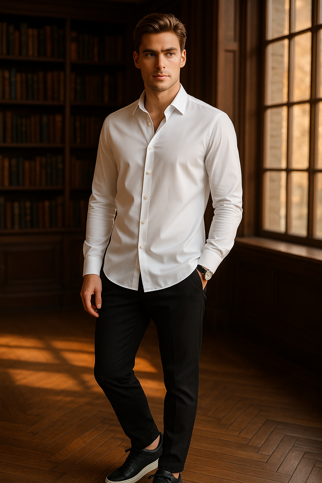 Camisas Para Hombre Regular Fit Sin Arrugas Non Iron BPOP4W Blanco