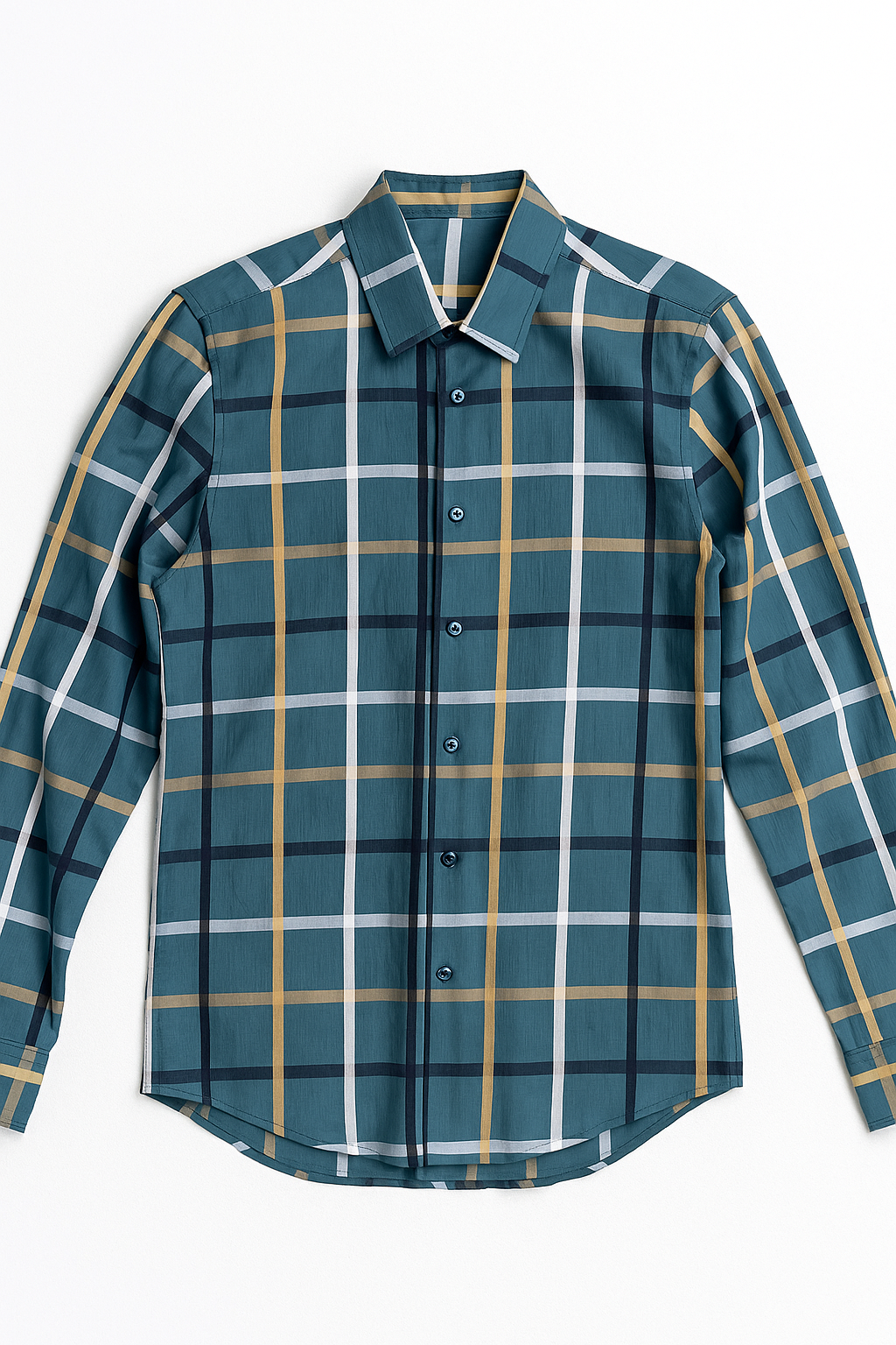 Camisas Para Hombre Satinada De Cuadros B55312 Verde