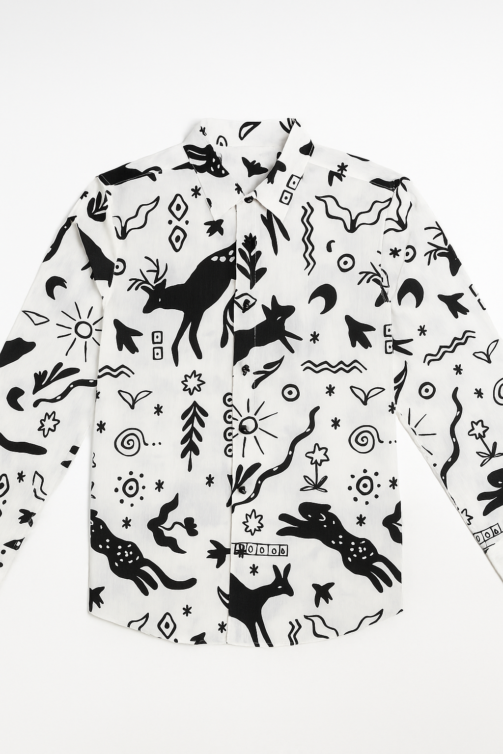 Camisas Para Hombre Estampado De Arte B55501 Blanco