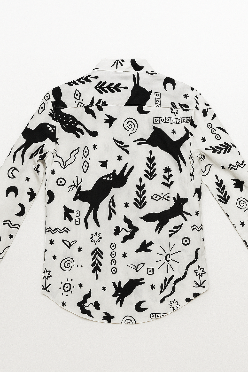 Camisas Para Hombre Estampado De Arte B55501 Blanco