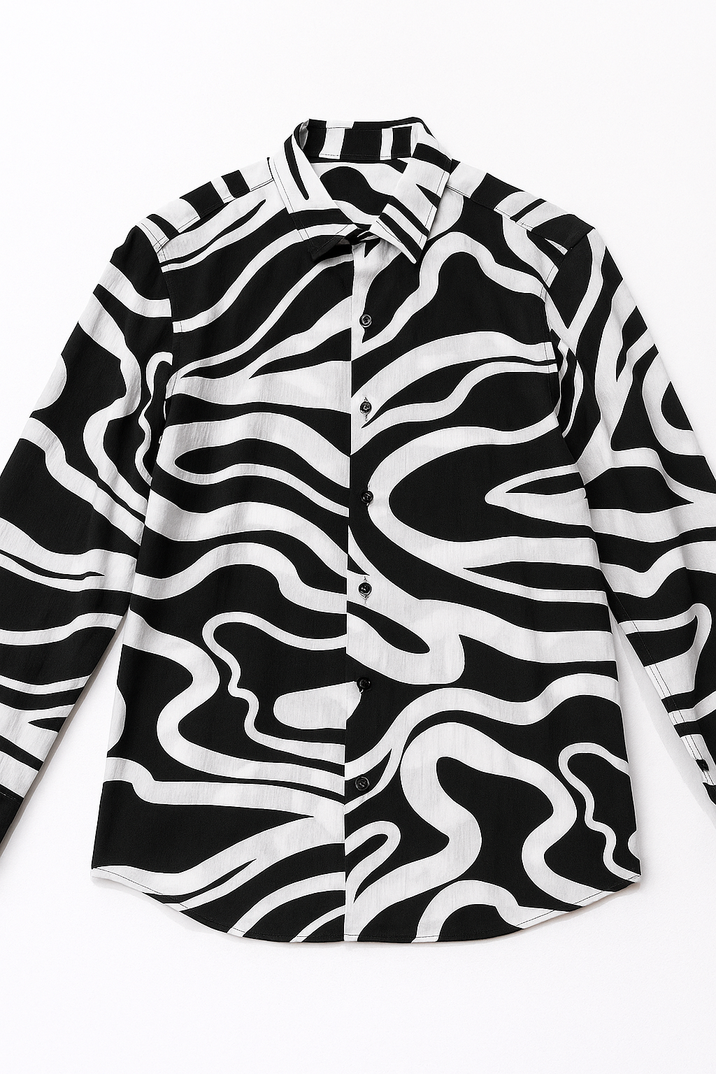 Camisas Para Hombre Estampado De Arte B55502 Blanco