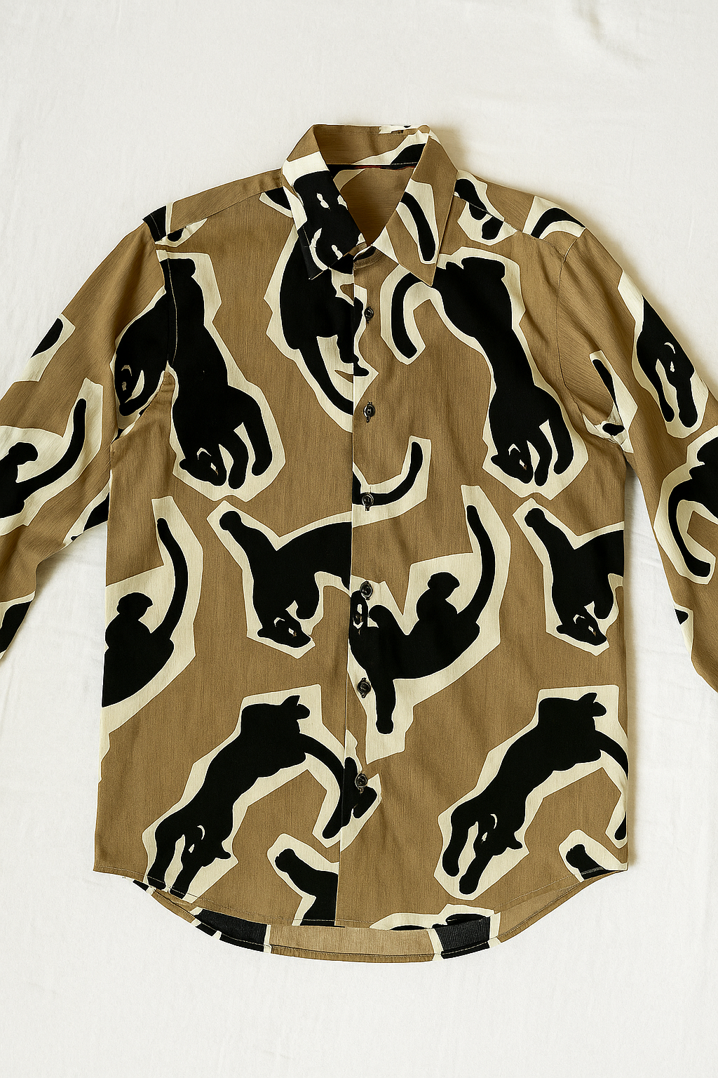 Camisas Para Hombre Estampado De Arte B55503 Kaki