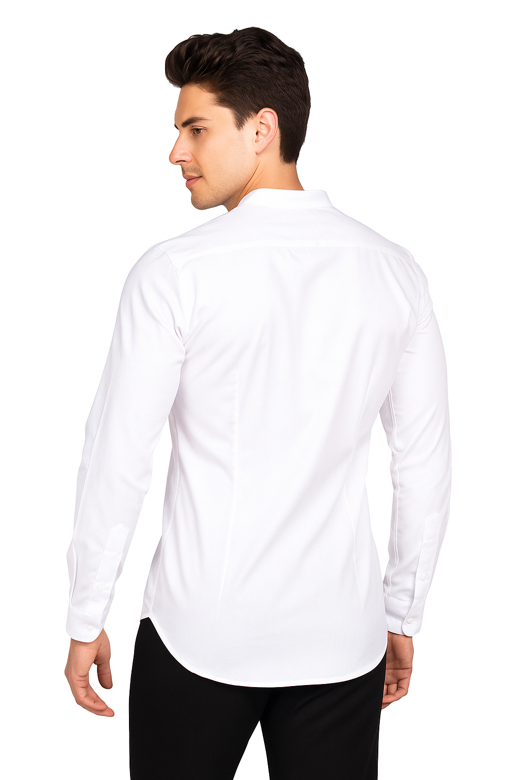 Camisas Para Hombre Jaquard Cuello Mao B55301 Blanco