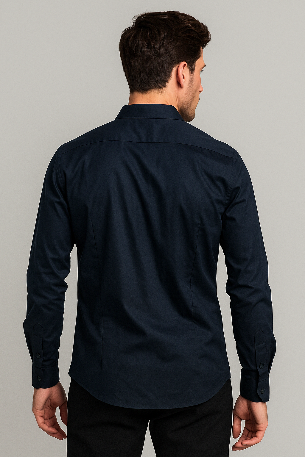 Camisas Para Hombre Jaquard Cuello Mao B55301 Marino
