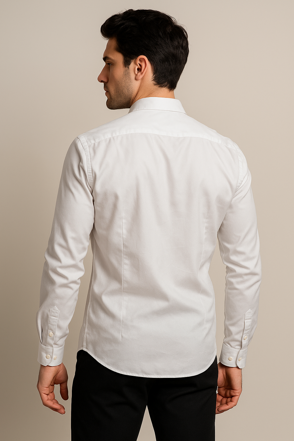 Camisas Para Hombre Jaquard Cuello Mao B55301 Blanco