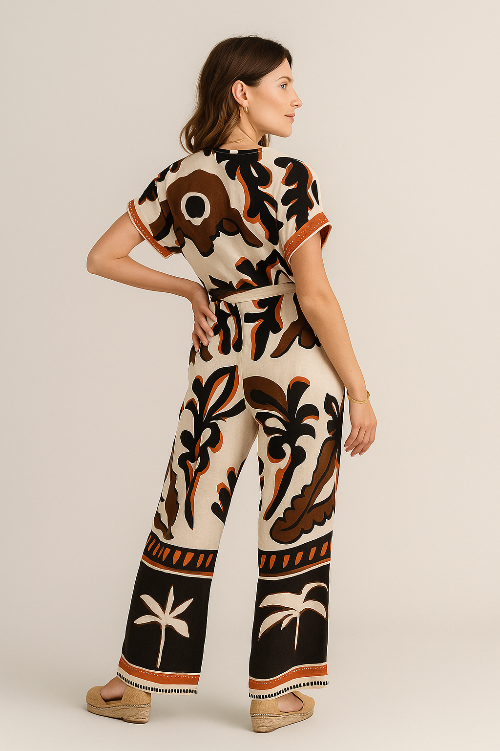 Jumpsuits Para Mujer Tipo Lino Con Cinto W51131 Unico