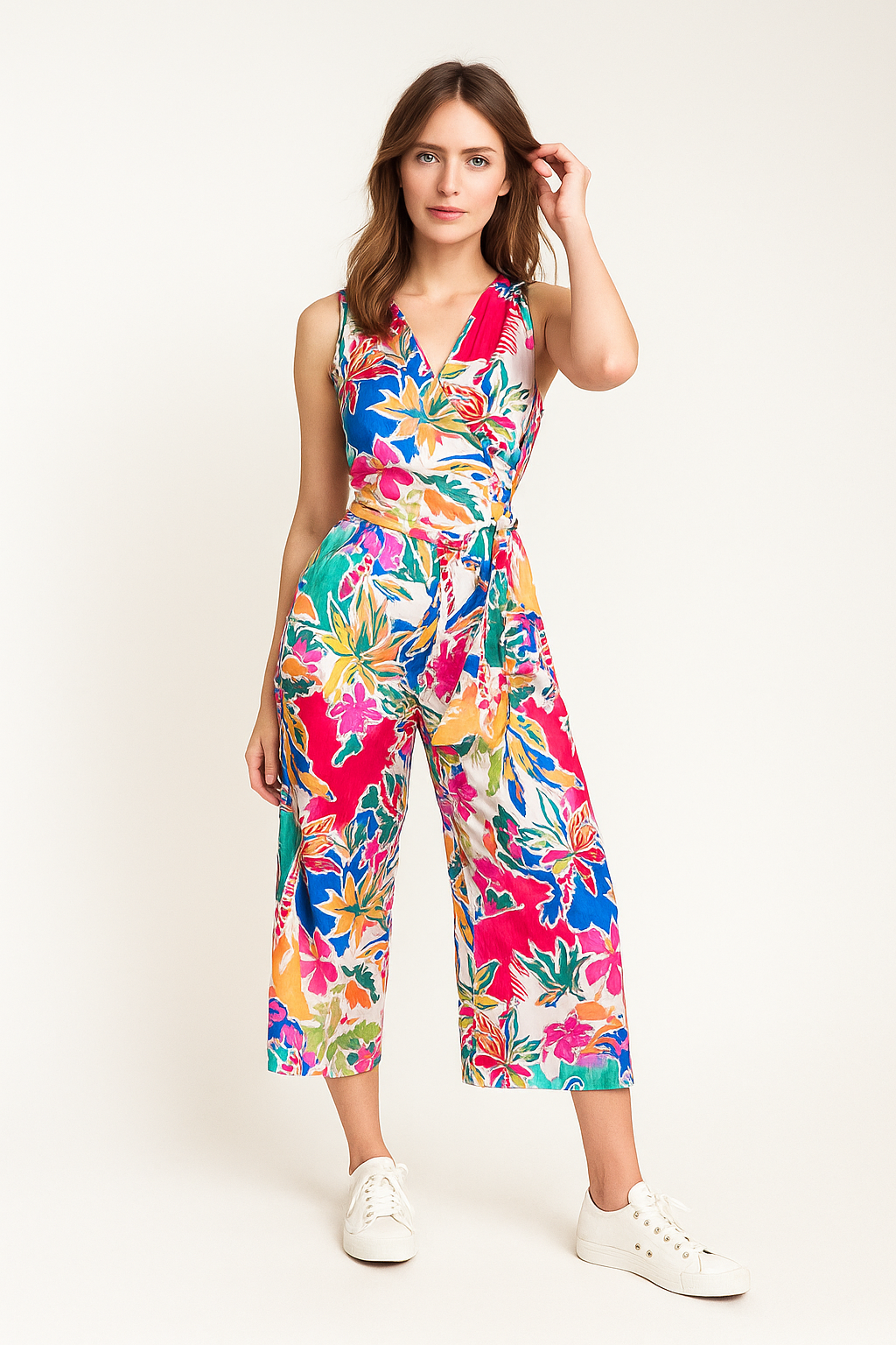 Jumpsuits Para Mujer Satinado Cruzado Tropical W41138 Unico