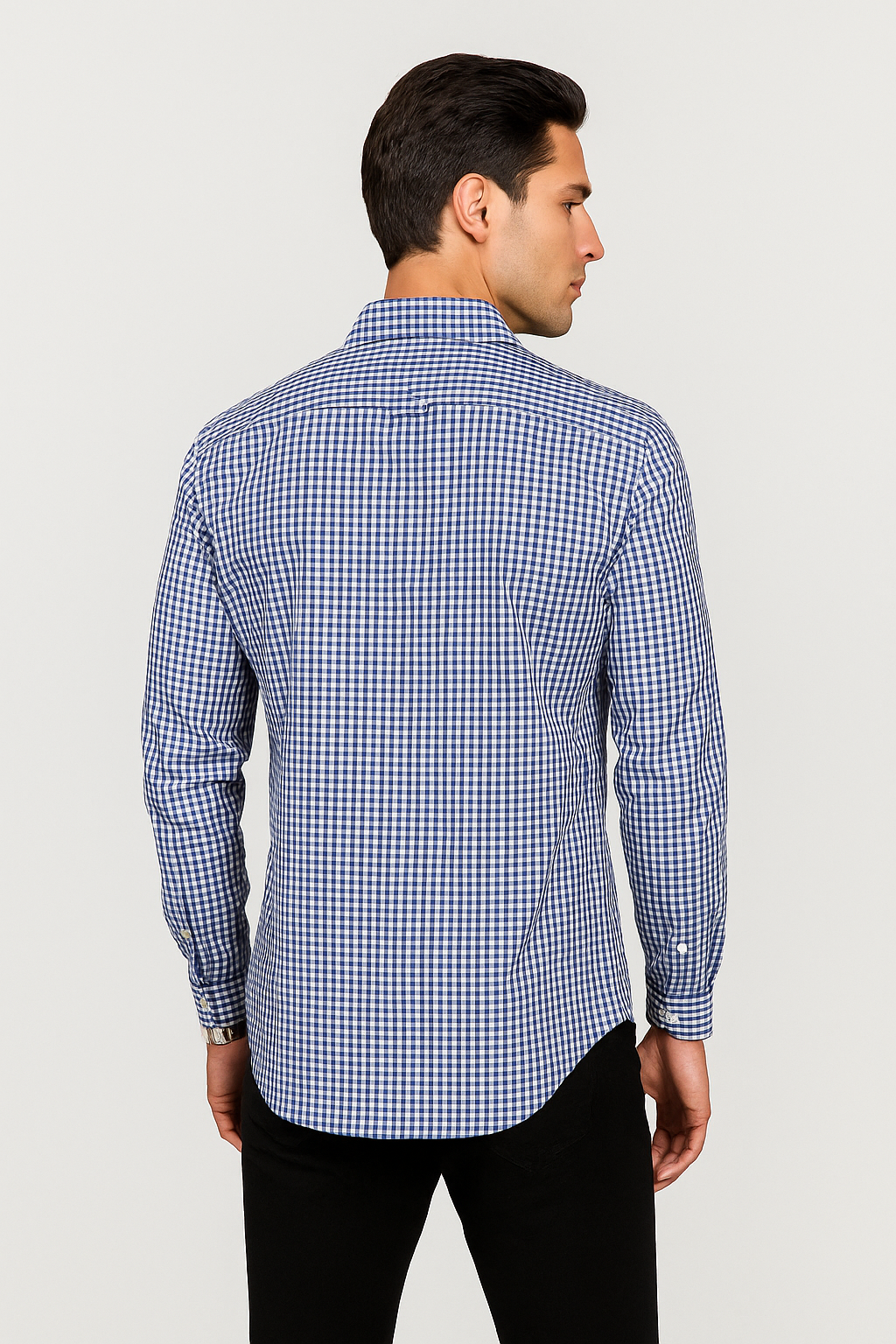 Camisas Para Hombre Manga Larga Cuadros B45213 Azul