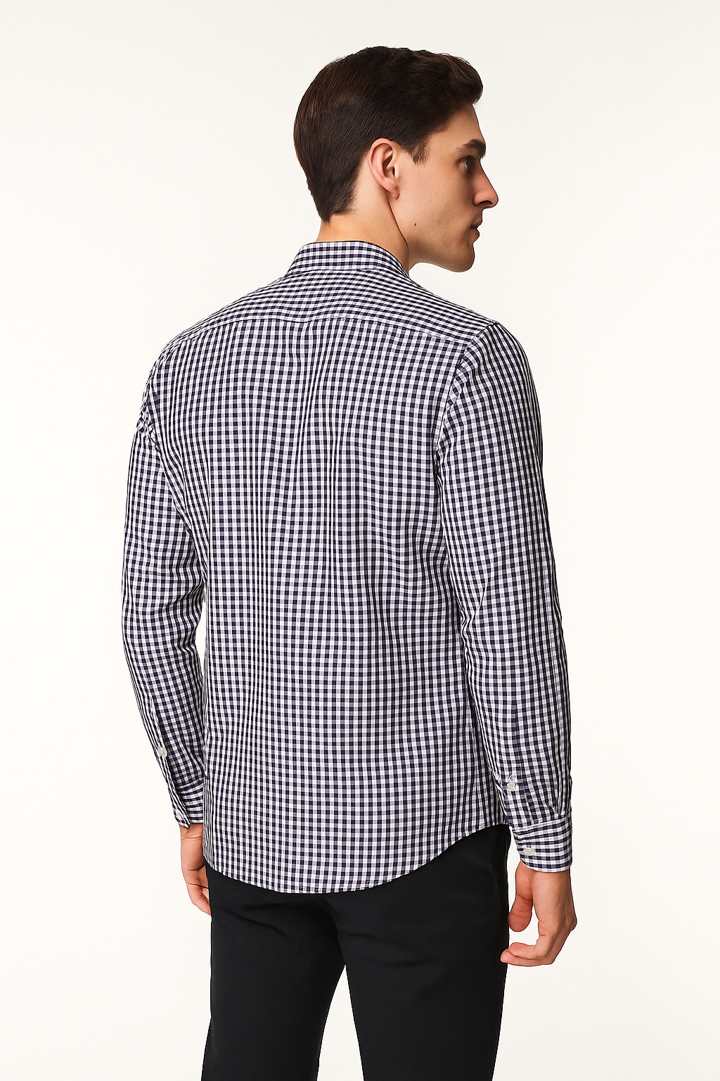 Camisas Para Hombre Manga Larga Cuadros B45213 Marino