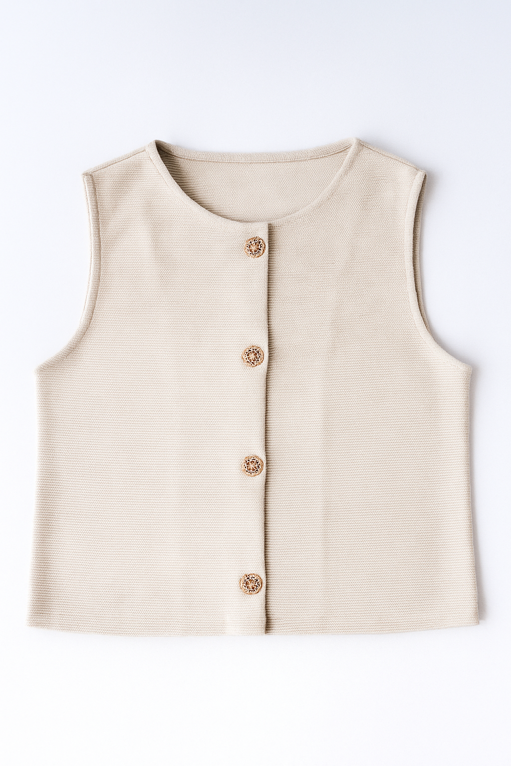 Chalecos Para Mujer Con Textura Tres Botones R53101 Arena