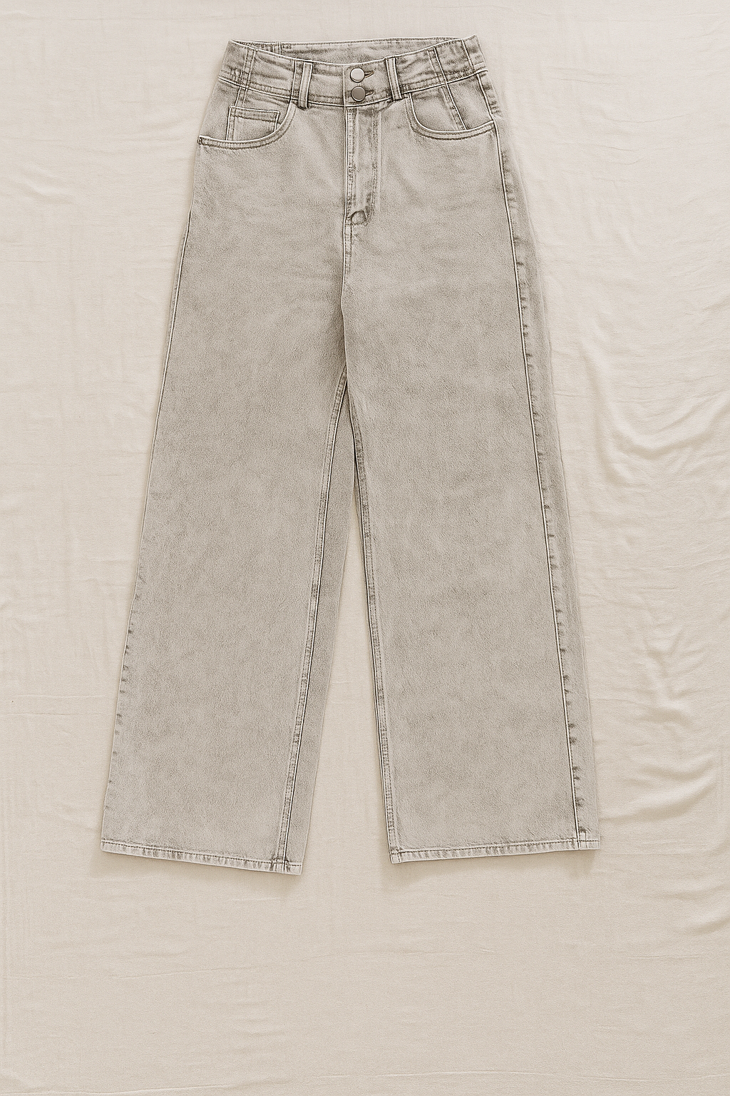 Jeans Para Mujer Wide Leg Doble Boton V51104 Gris
