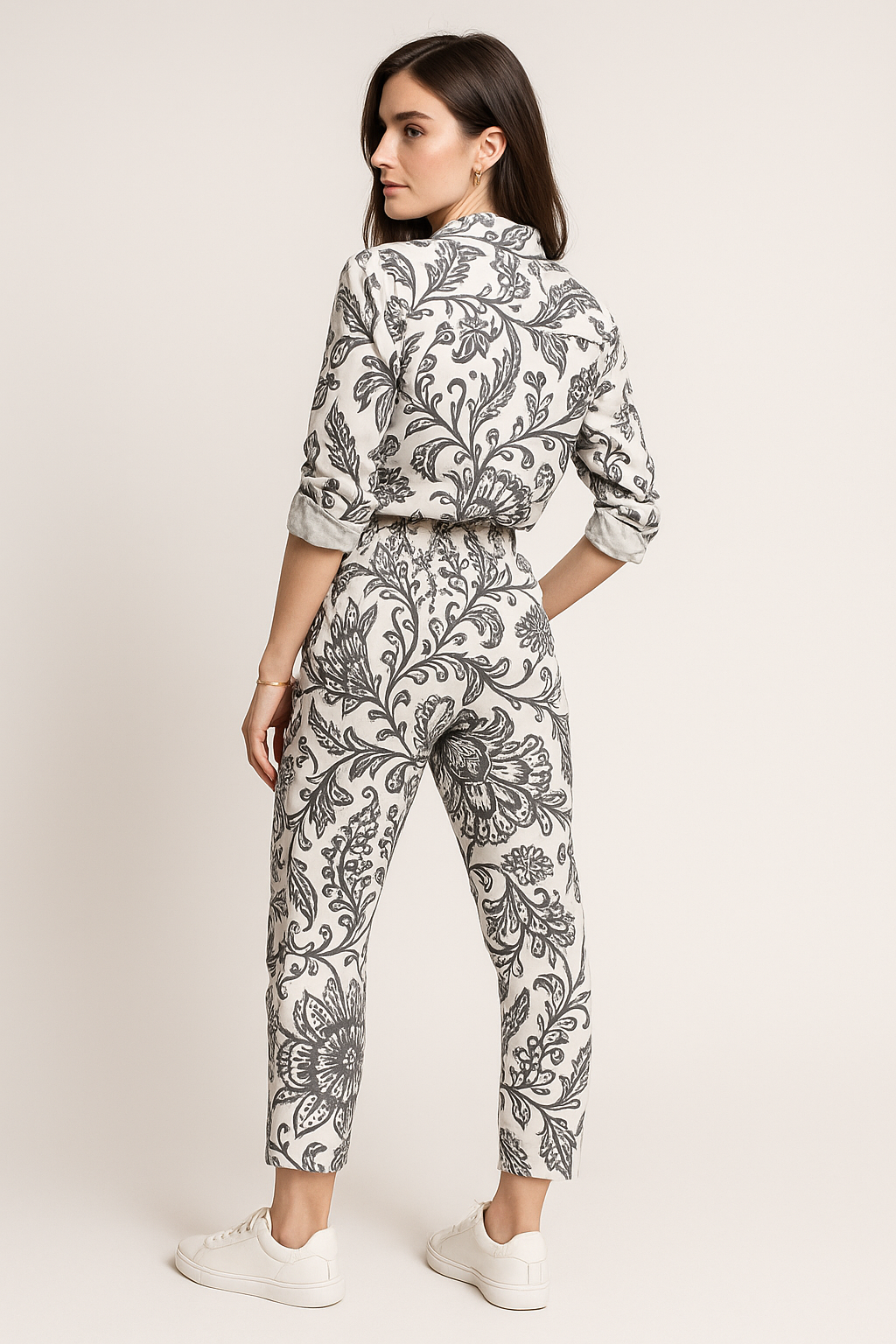 Pantalones Para Mujer Floreados Con Cinto W51127 Unico