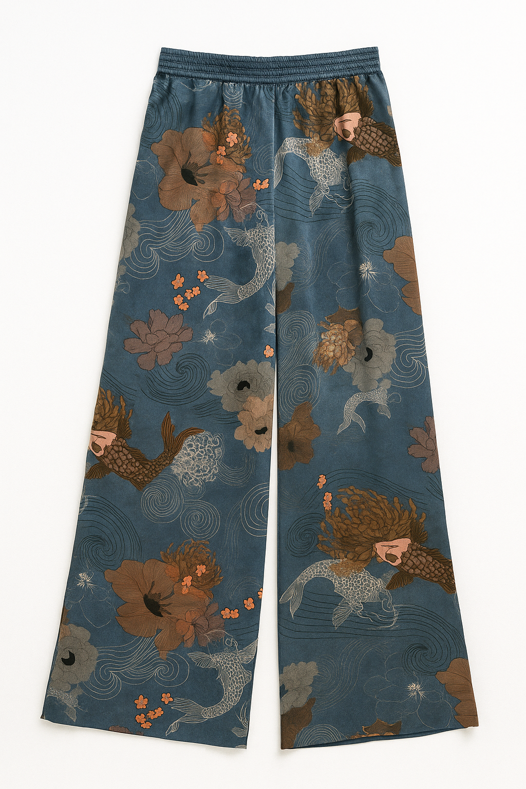 Pantalones Para Mujer Estilo Japonés Satinado W53104 Azul