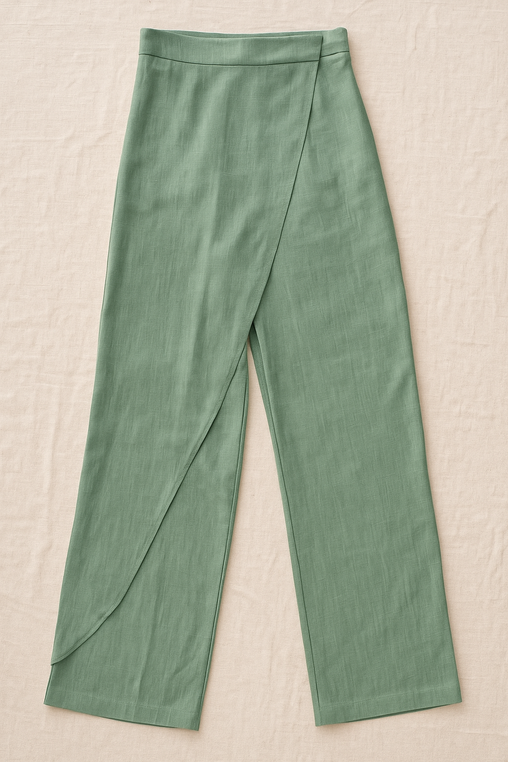 Pantalones Para Mujer Tipo Lino Asimetrico W51113 Sage