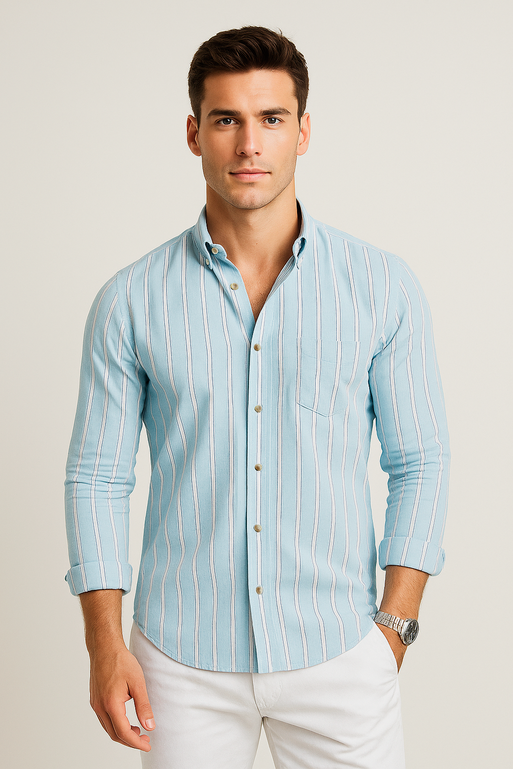 Camisas Para Hombre Regular Fit Oxford B51115 Aqua