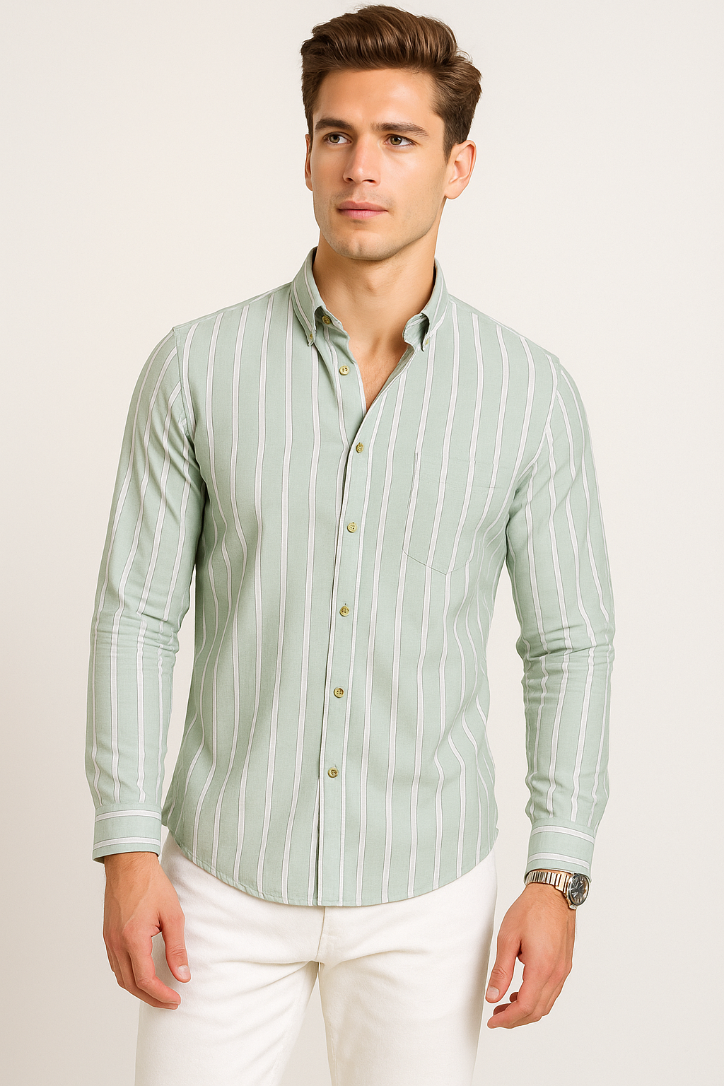 Camisas Para Hombre Regular Fit Oxford B51115 Verde
