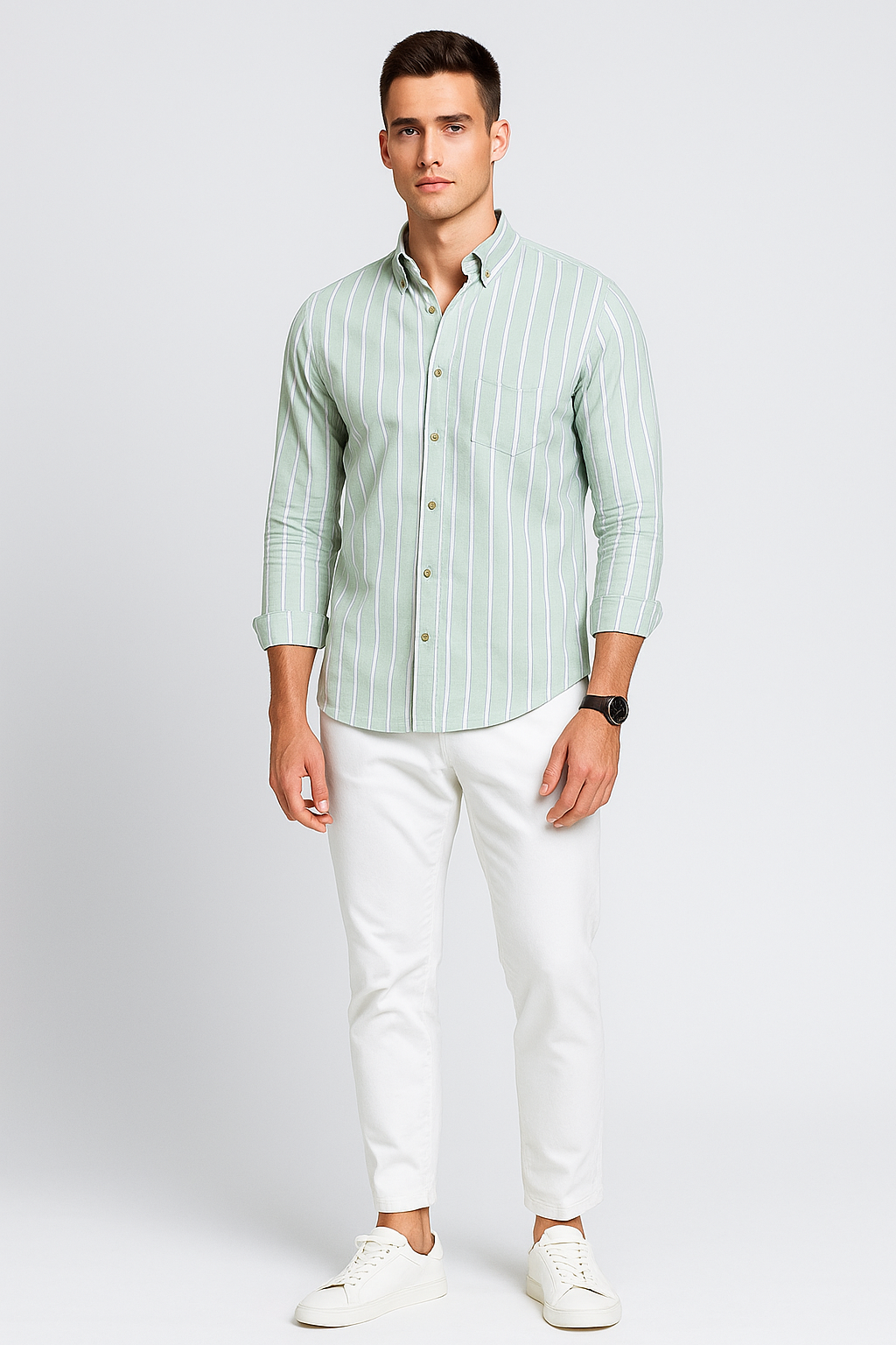 Camisas Para Hombre Regular Fit Oxford B51115 Verde