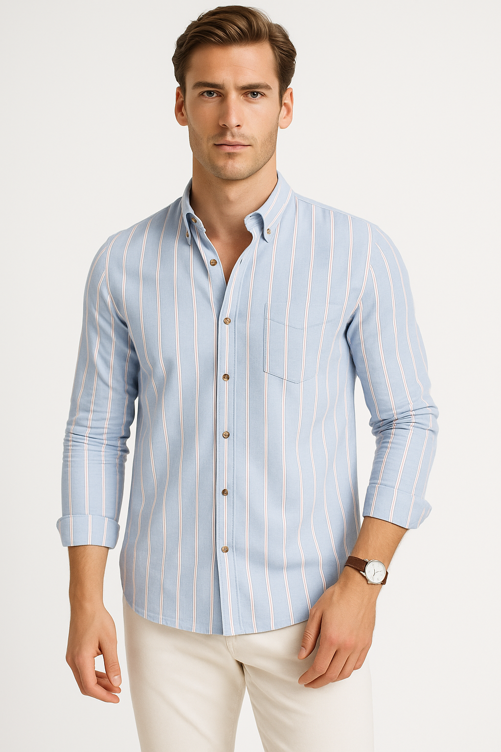 Camisas Para Hombre Regular Fit Oxford B51115 Azul