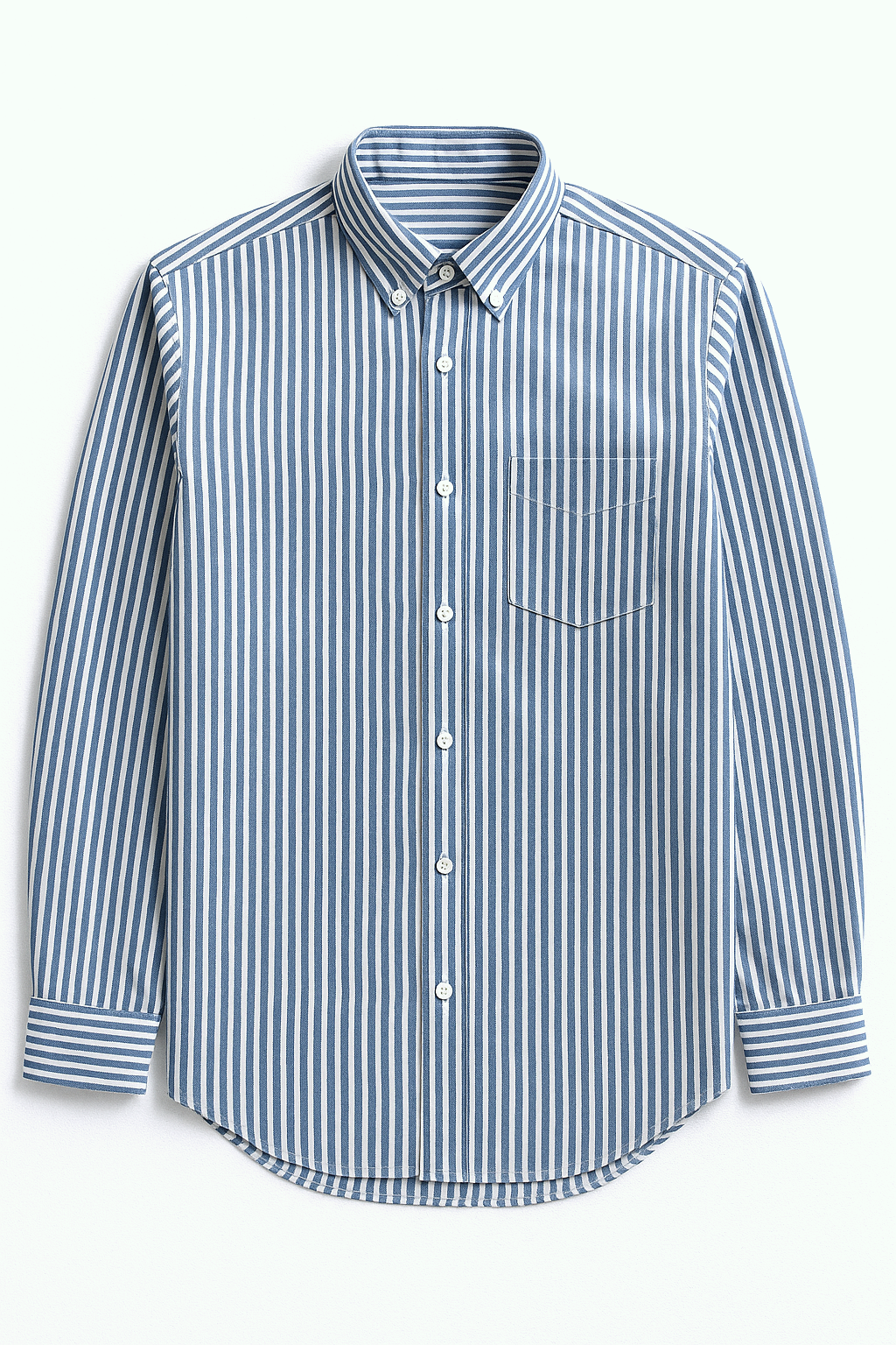 Camisas Para Hombre Manga Larga Rayas B45211 Azul