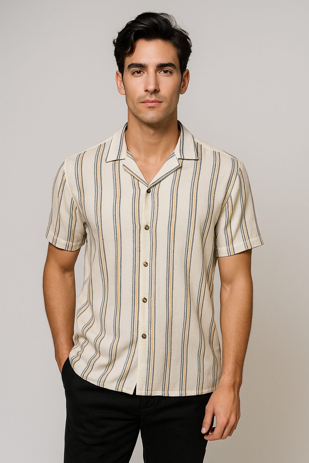 Camisas Para Hombre Resort Estampada B51364 Olivo