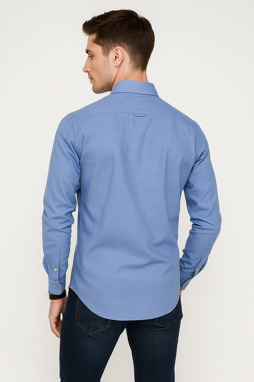 Camisas Para Hombre Manga Larga Essential B51101 Azul