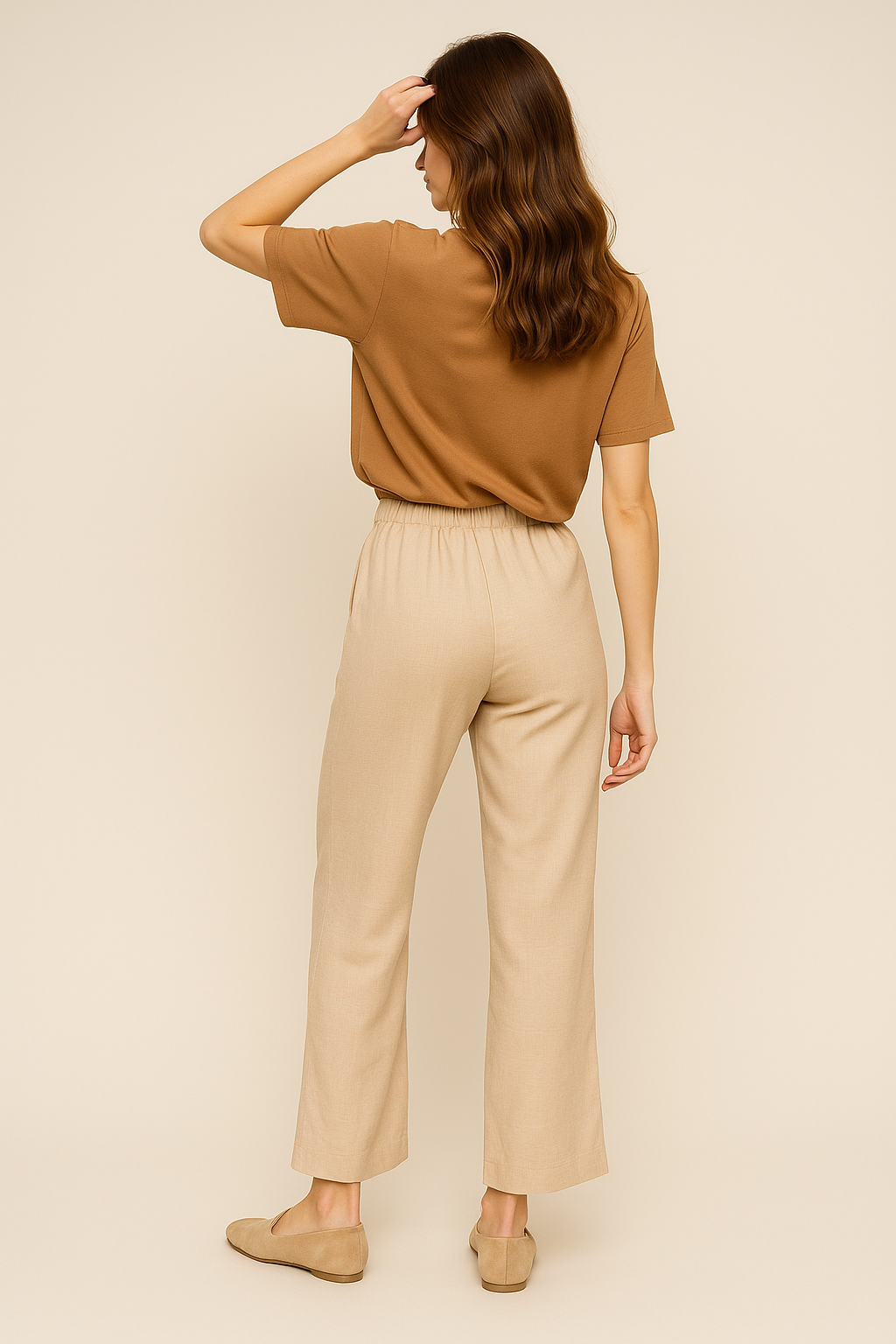 Pantalones Para Mujer Tipo Lino Wide Leg W51116 Arena