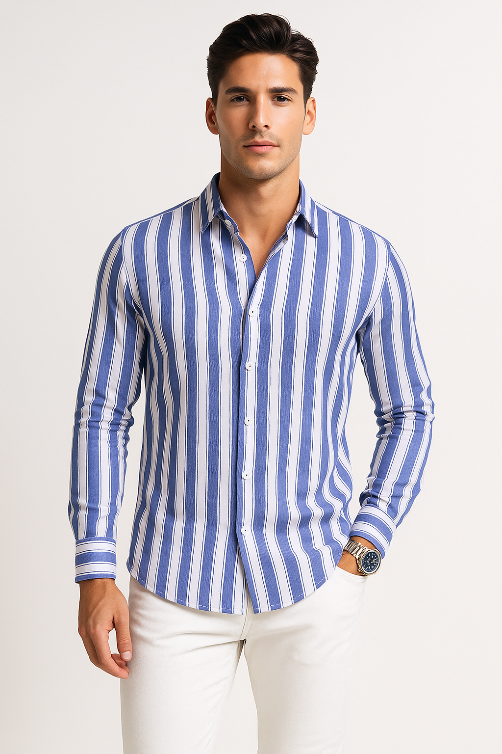 Camisas Para Hombre Regular Fit Dobby B51310 Azul