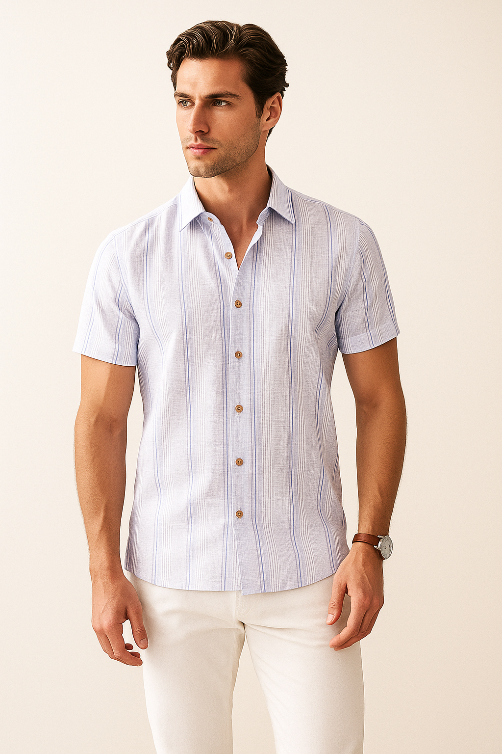Camisas Para Hombre Dobbie Con Textura B51356 Blanco