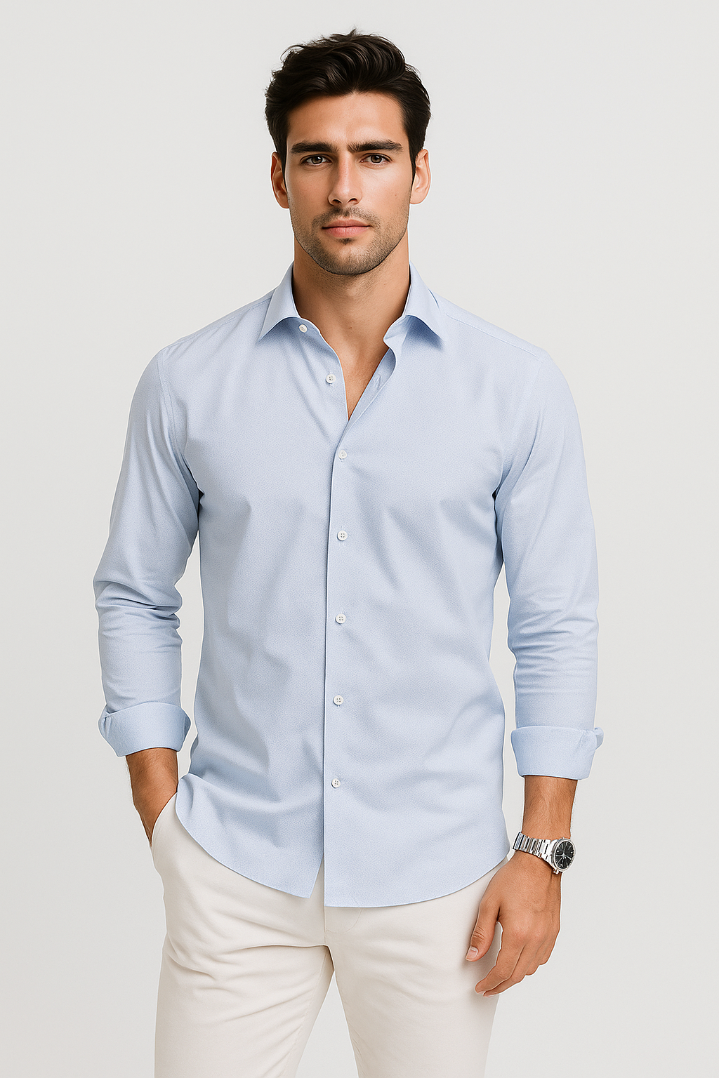 Camisas Para Hombre Regular Fit Stretch B51301 Cielo