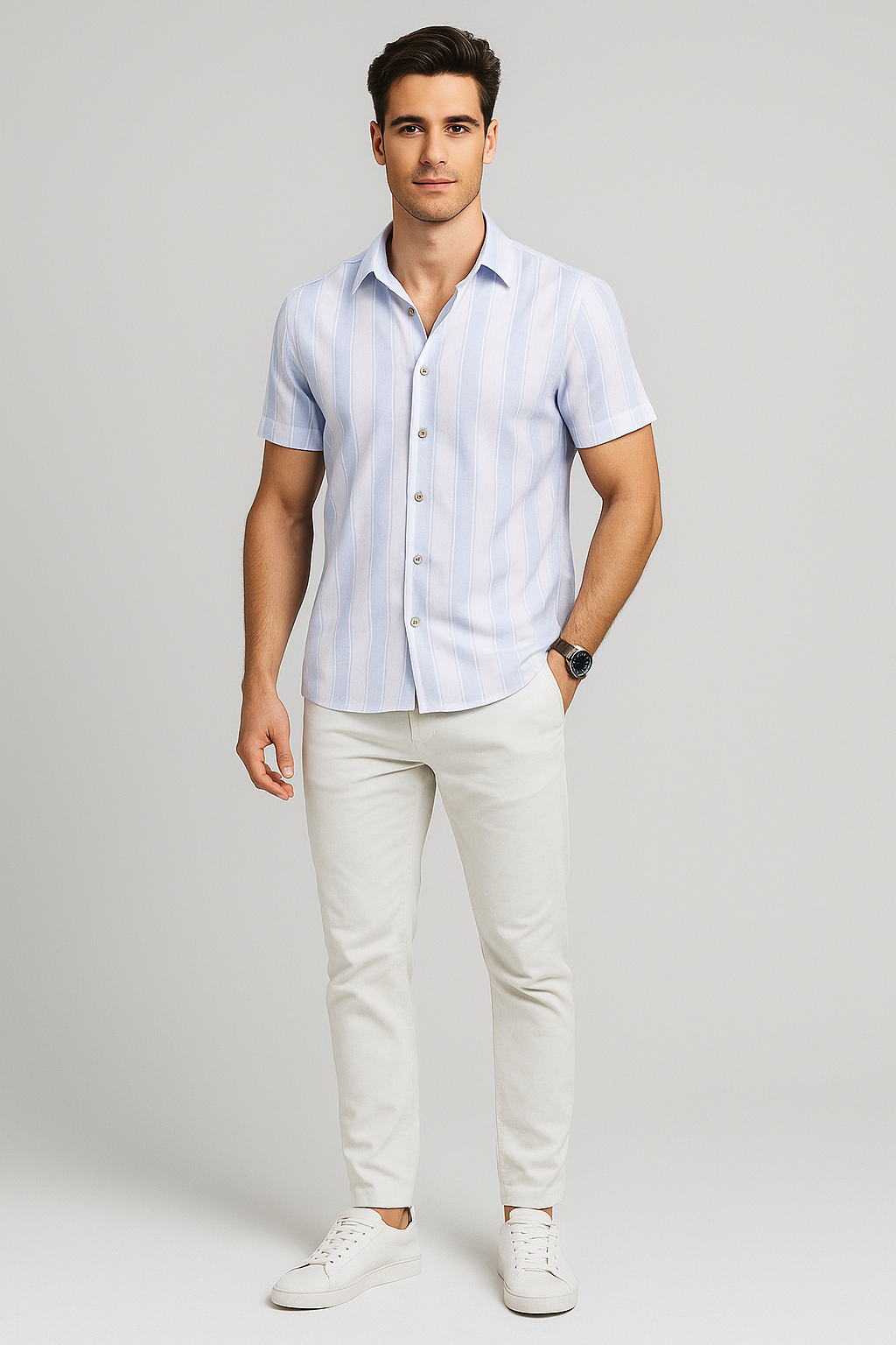 Camisas Para Hombre Dobbie Con Textura B51356 Cielo