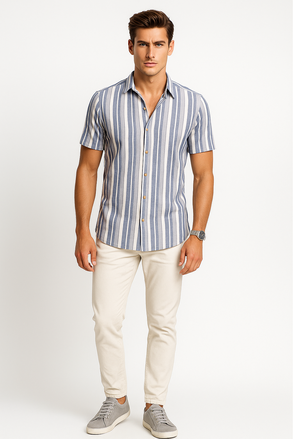 Camisas Para Hombre Dobbie Con Textura B51356 Indigo