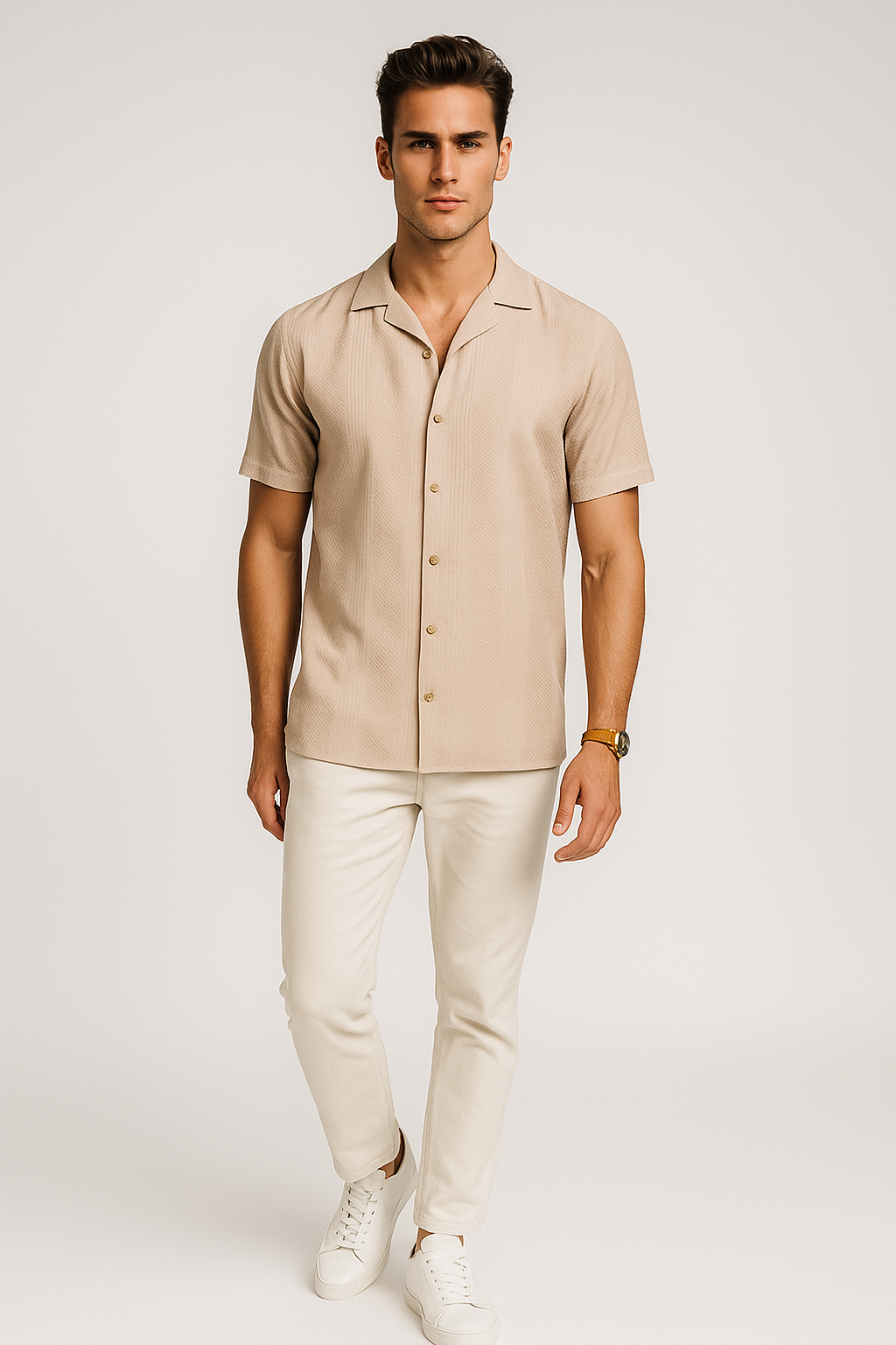 Camisas Para Hombre Jacquard Relaxed Fit B51363 Arena