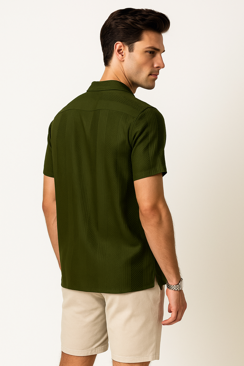 Camisas Para Hombre Jacquard Relaxed Fit B51363 Militar