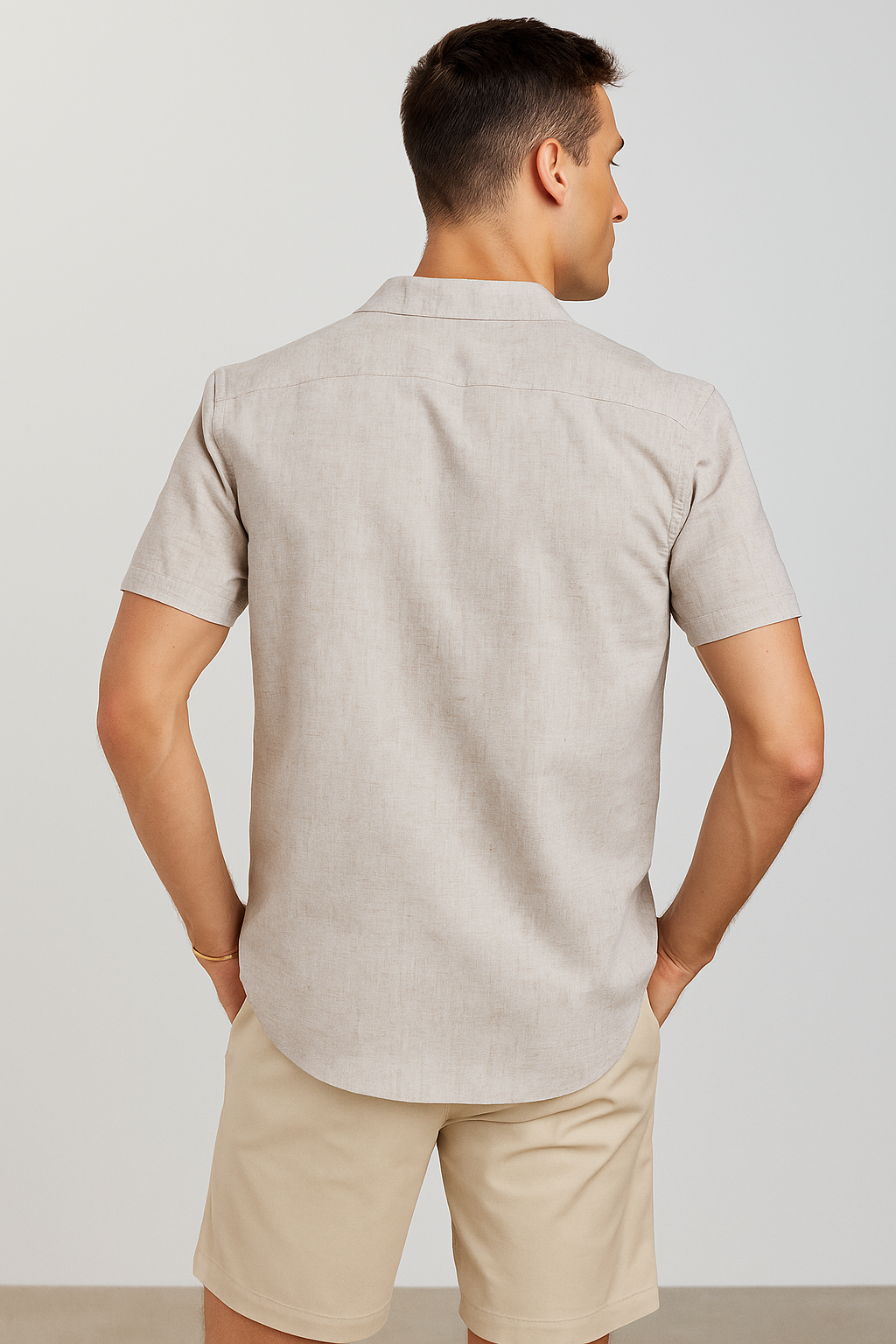 Camisas Para Hombre Estilo Lino B51365 Kaki