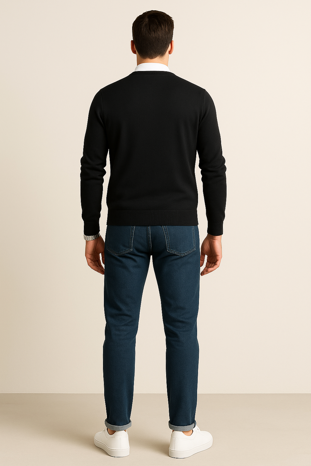 Suéteres Para Hombre Básico de Punto Fino E55301 Negro