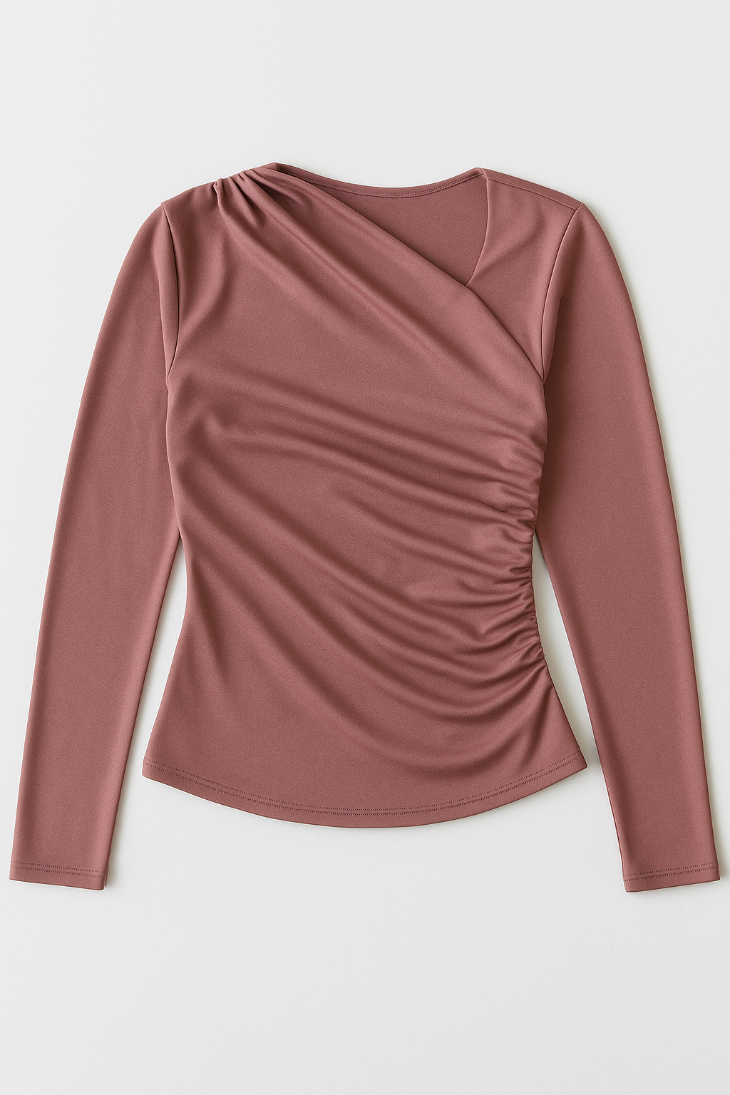 Blusas Para Mujer Cuello Asimétrico Fruncido Lateral N53130 Mauve