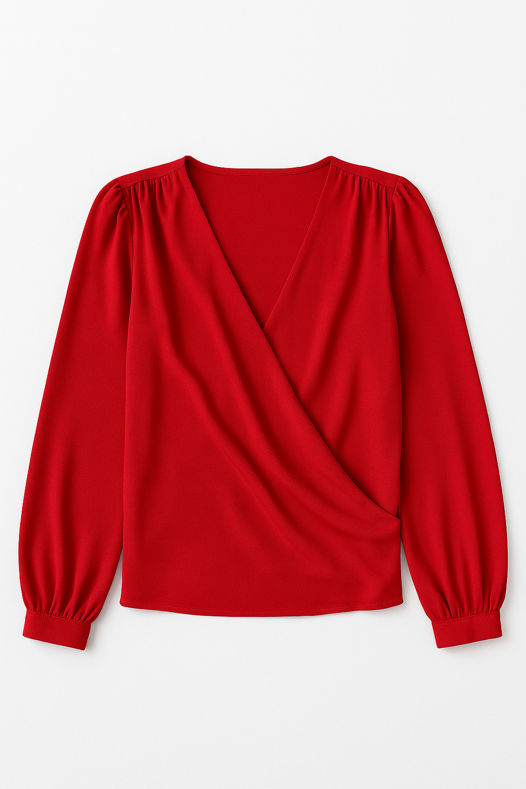 Blusas Para Mujer Satinada Con Escote Cruzado N53122 Rojo