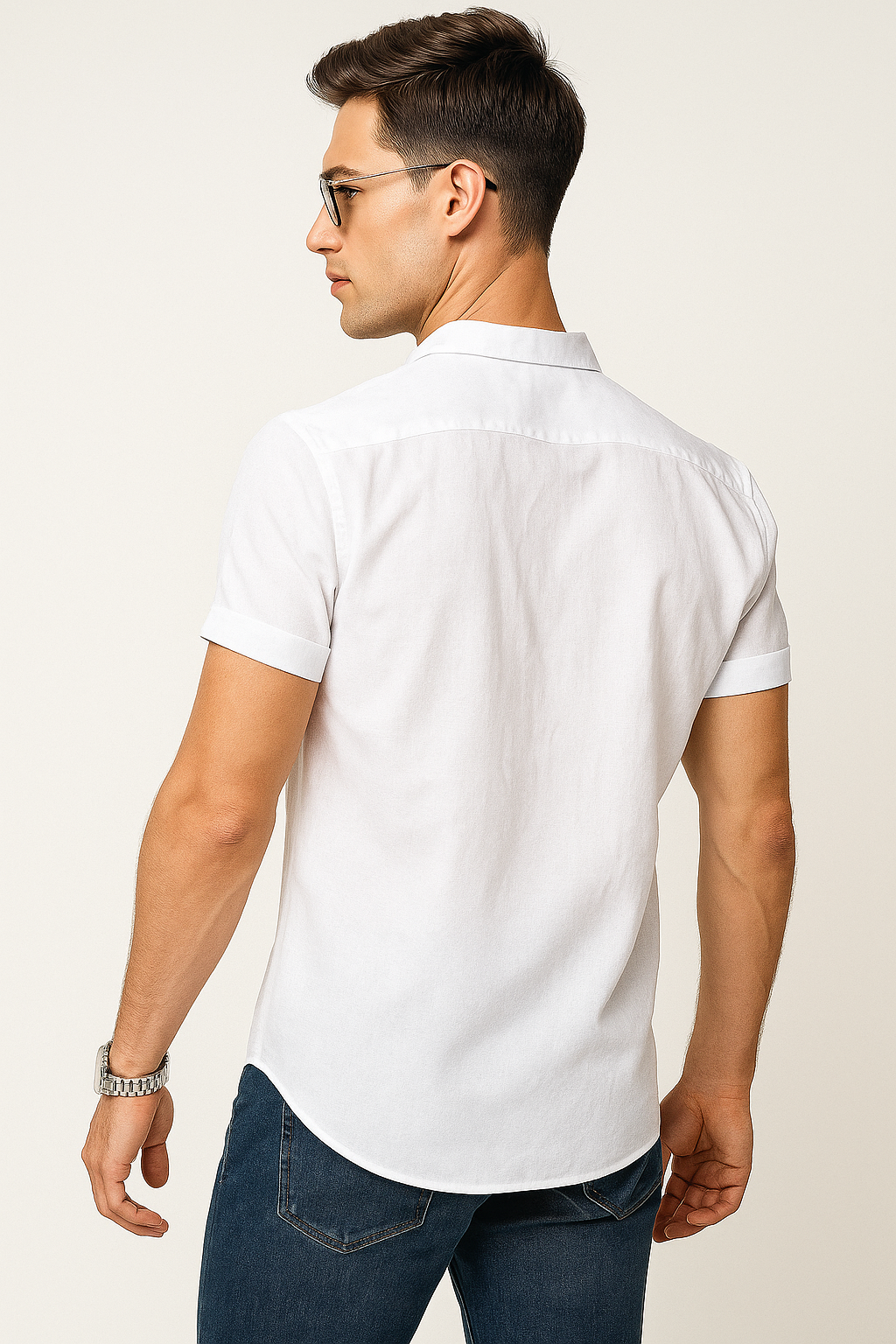 Camisas Para Hombre Estilo Lino B51365 Blanco