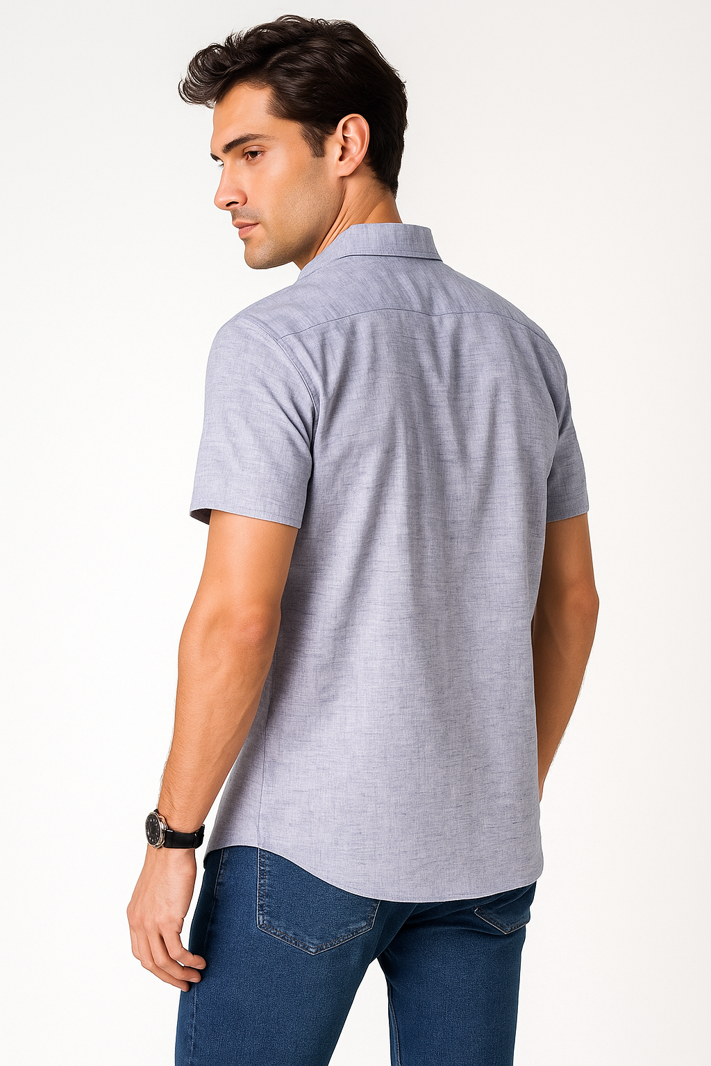 Camisas Para Hombre Estilo Lino B51365 Gris